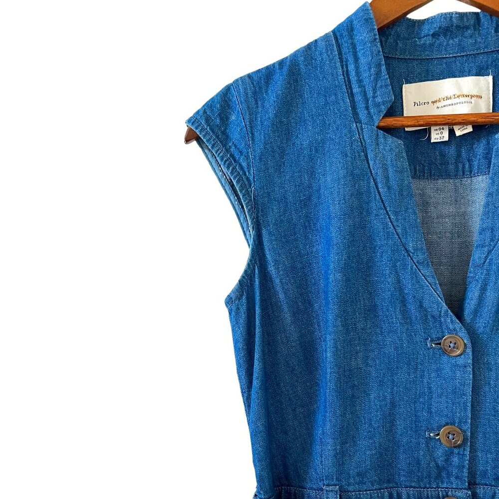 Pilcro & The Letterpress Wide Leg Crop Light Denim Jumpsuit Size 0 - Picture 5 of 16